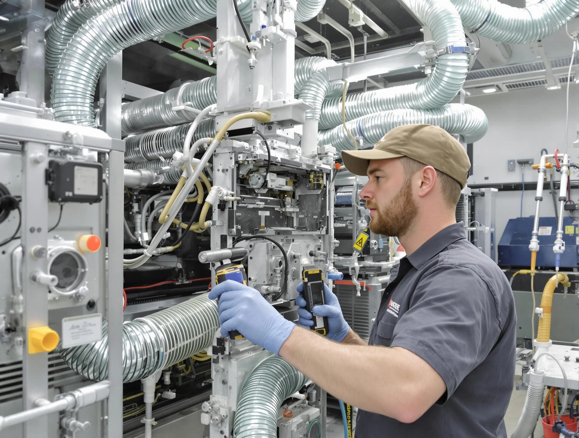 Lake Forest Air Duct Cleaning technician performing precision commercial coil cleaning at a business facility in Lake Forest