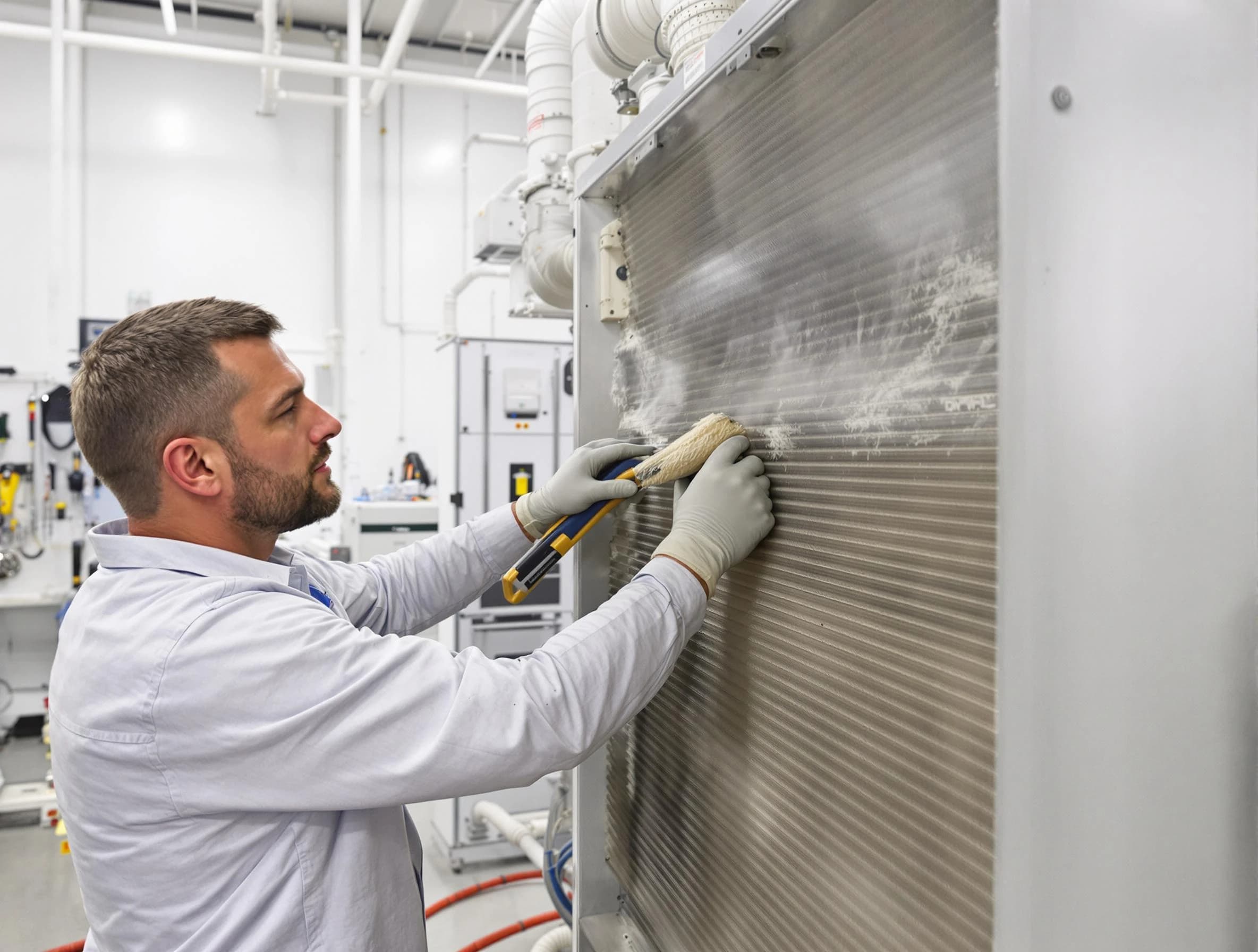 Lake Forest Air Duct Cleaning technician performing precision commercial coil cleaning at a Lake Forest business