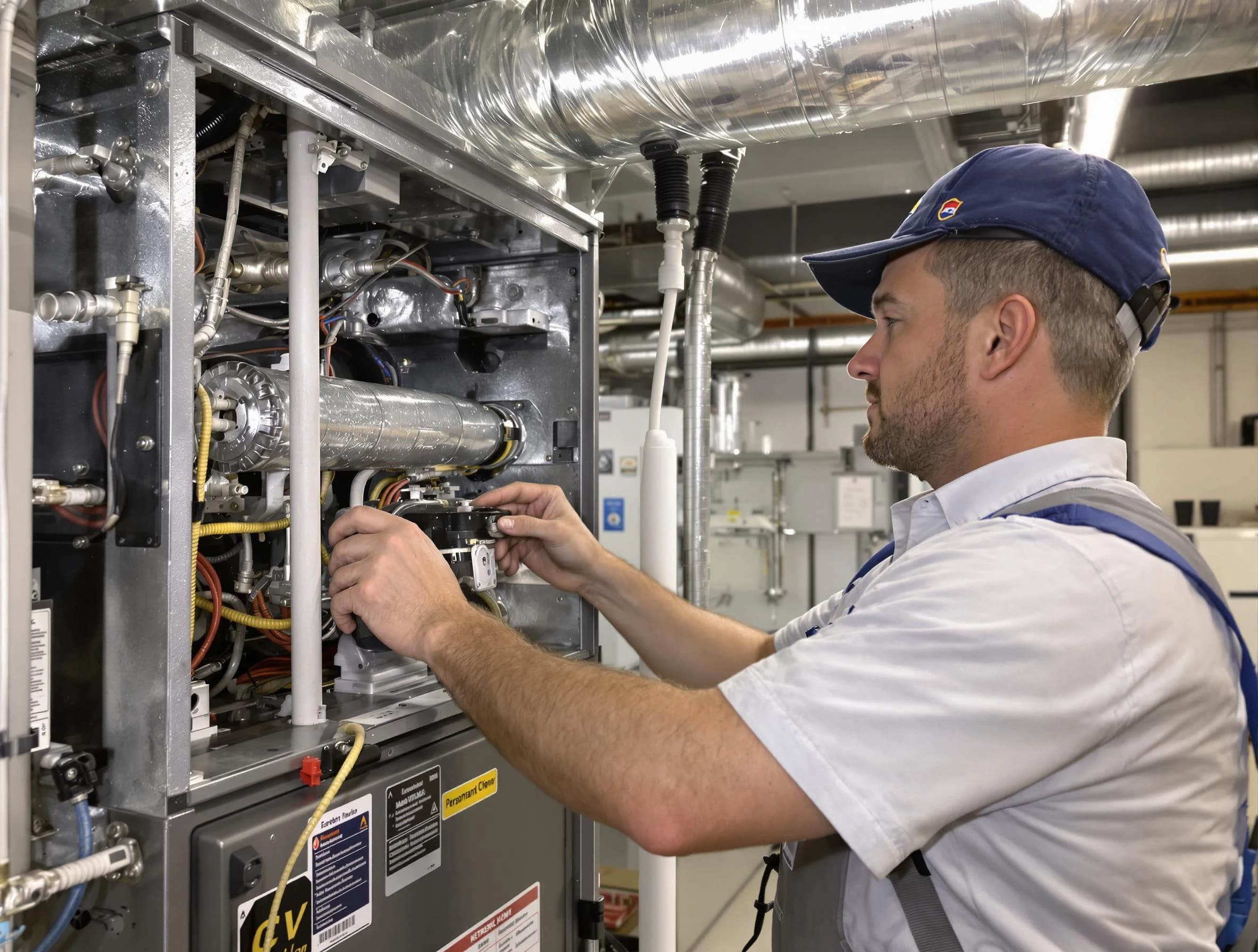 Lake Forest Air Duct Cleaning specialist performing thorough furnace duct cleaning to improve heating efficiency in Lake Forest